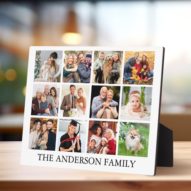Family Photo Collage Plaque (Customize to change text size, color, text style or background color.)