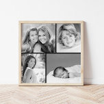 Family Photo Collage Poster<br><div class="desc">Beautiful personalised poster with 4 of your custom family photos arranged in a square grid photo collage. Add your favourite family photos and create a beautiful keepsake canvas art print. Click Customise It to move photos around, add text, and customise fonts and colours. Great gift for family, friends, parents and...</div>