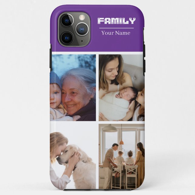Family Photo Collage purple  4 Picture Case-Mate iPhone Case (Back)