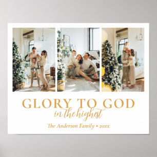 Family Photo Collage Religious Christmas Gift Poster