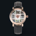 Family Photo Collage Rose Gold Heart Keepsake Chic Watch<br><div class="desc">A modern,  trendy square Instagram family photo collage watch with a sweet faux rose gold heart surrounded by your favourite family pictures. Great keepsake gift with all your most precious memories.</div>
