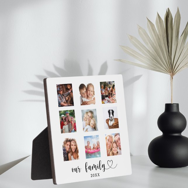 Family photo collage script heart plaque (Creator Uploaded)