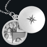 Family Photo Collage Silver Plated Necklace<br><div class="desc">Beautiful personalised locket necklace with 4 of your custom family photos arranged in a square grid photo collage. Add your favourite family photos and create a beautiful keepsake canvas art print. Click Customise It to move photos around, add text, and customise fonts and colours. Great gift for family, friends, parents...</div>