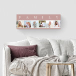 Family Photo Collage Simple 6 Picture Pink Canvas Print<br><div class="desc">Personalised stretched canvas print with the word FAMILY lettered above your photos. The photo template is set up for you to add 6 of your favourite pictures, which are displayed in square format in a simple, strip style, photo collage. This smart and stylish custom piece of wall art has a...</div>