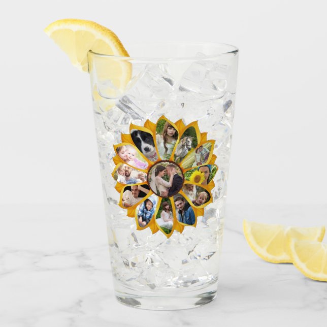 Family Photo Collage Sunflower 13 Pictures Easy Glass (Front Ice)