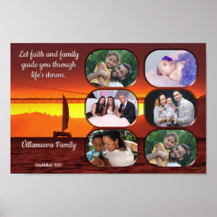 Family Photo Collage Sunset 1124 Art Print