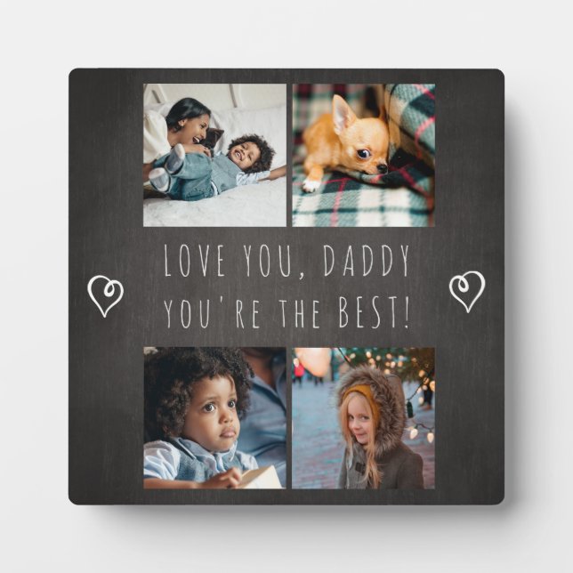 Family photo collage template keepsake love dad plaque (Front)