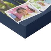 Family Photo Collage w. Zigzag Photo Strip - Blue Faux Canvas Print (Corner)