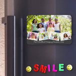 Family Photo Collage w Zigzag Photo Strip Flexible Magnet<br><div class="desc">Create your own photo collage flexible magnet with some of your favourite family photos. The template is set up ready for you to add five photos and your custom text. The sample wording reads "Our Woodland Camping Vacation 20xx" which you can of course edit or delete as you wish. The...</div>