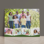 Family Photo Collage w. Zigzag Photo Strip - Green Faux Canvas Print<br><div class="desc">Personalise this stylish faux canvas with your favourite family photos. The template is set up ready for you to add up to 5 photos. The main photo will be used as the background and the remaining 4 photos will be laid out in a zigzag photo strip along the bottom. This...</div>