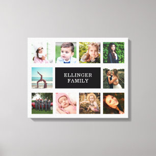 Family Photo Collage White and Black Custom Canvas Print