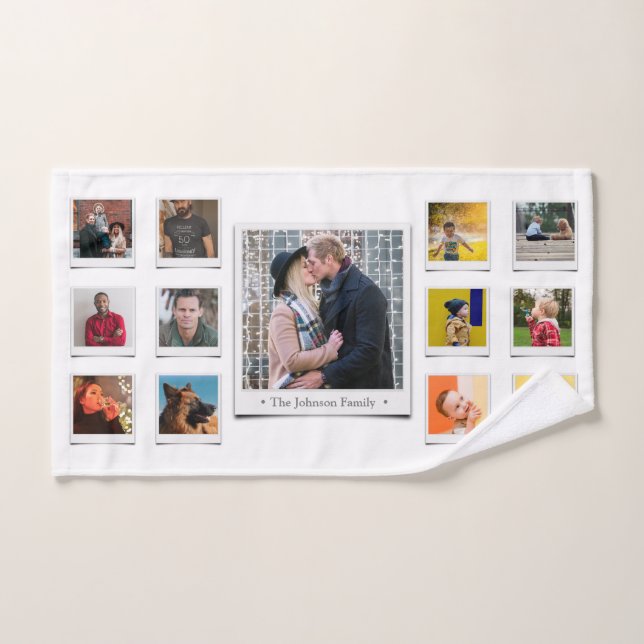 Family Photo Collage White Hand Towel (Hand Towel)