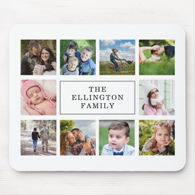 Family Photo Collage White Mouse Pad (Front)