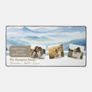 Family Photo Collage with Custom Family Names Desk Mat