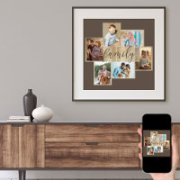 Family Photo Collage Wood Look Frame Brown
