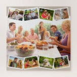 Family Photo Collage Zigzag Photo Strips Square Jigsaw Puzzle<br><div class="desc">Create your own jigsaw puzzle with your own custom text and some of your favourite family photos. The template is set up ready for you to add up to nine different photos. The main photo will be used as the background and the remaining 8 photos will be laid out in...</div>