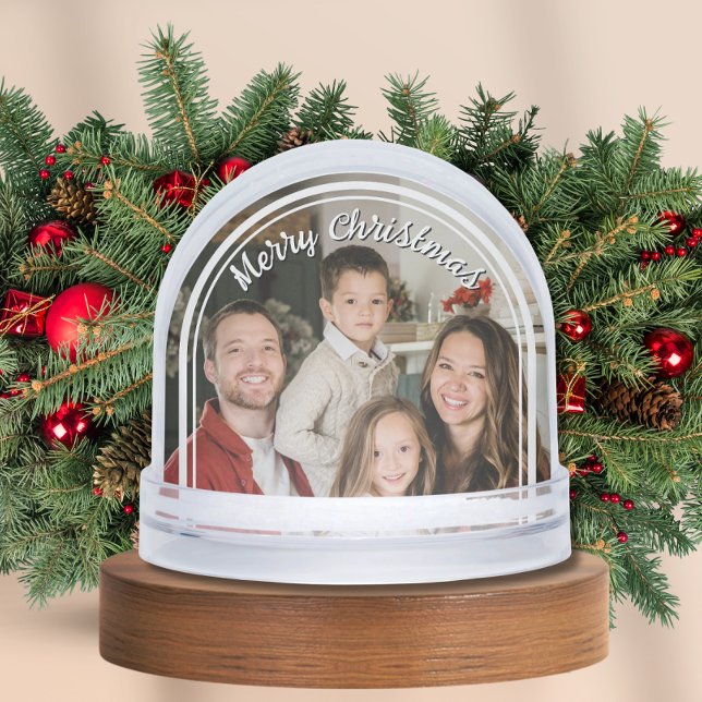 Family Photo Custom Christmas Holiday Gift Snowglobe (Christmas Snow Globe Custom Family Photo Gift)