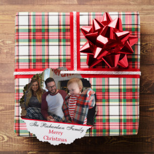 Family Photo Custom Name Christmas Snowmen Tree Decoration Card