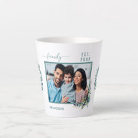Family photo eucalyptus greenery white name