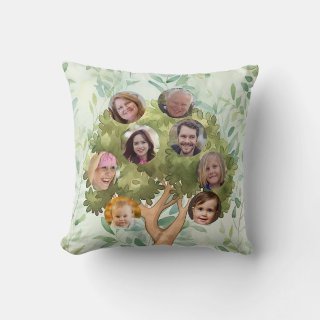 Family Photo Faces Tree Cushion (Front)