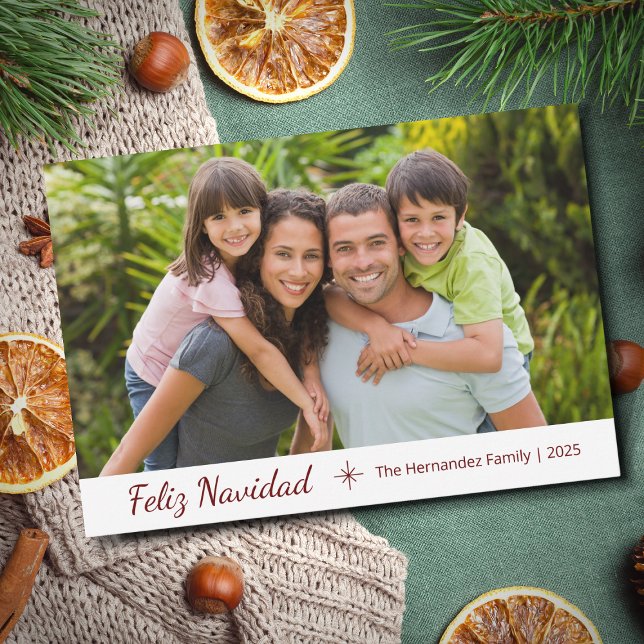 Family Photo Feliz Navidad Modern Christmas Holiday Card (Creator Uploaded)