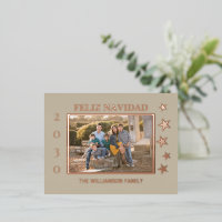Family Photo Feliz Navidad Rose Gold Foil 