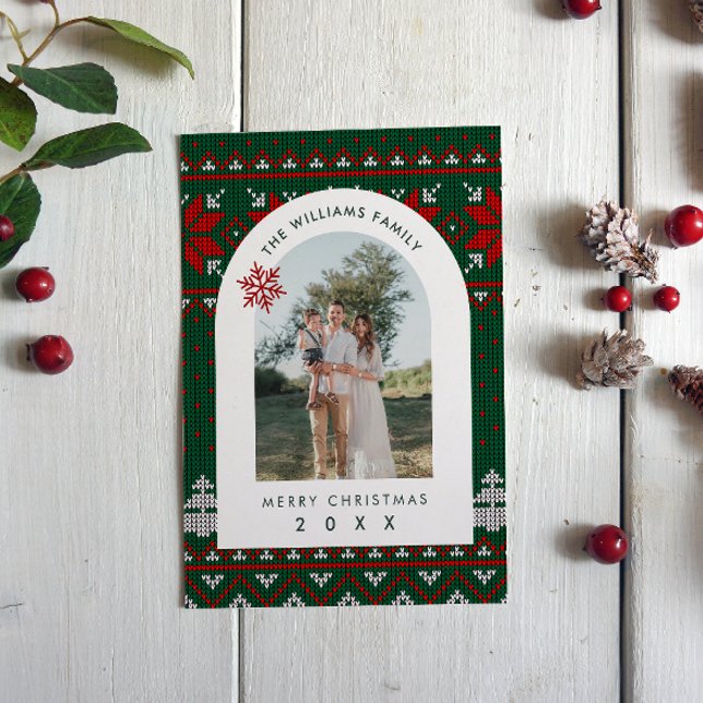 Family Photo Festive Knit Pattern Holiday Cards (Creator Uploaded)