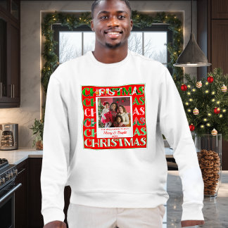 Family Photo Festive Retro Red Green Christmas Sweatshirt
