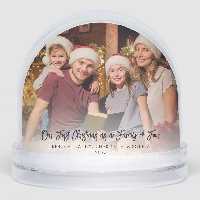Family Photo First Christmas Holidays Together Snowglobe (Front)