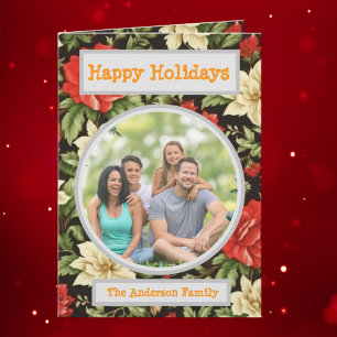  Family Photo Floral Holiday Greeting  Card