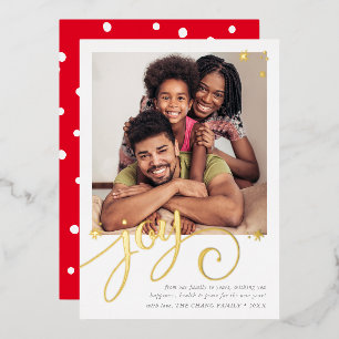 FAMILY PHOTO fun elegant calligraphy JOY gold tall