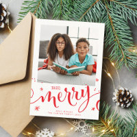 FAMILY PHOTO fun kids modern merry calligraphy red