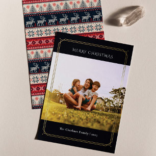Family Photo Geometric Christmas Holiday Card