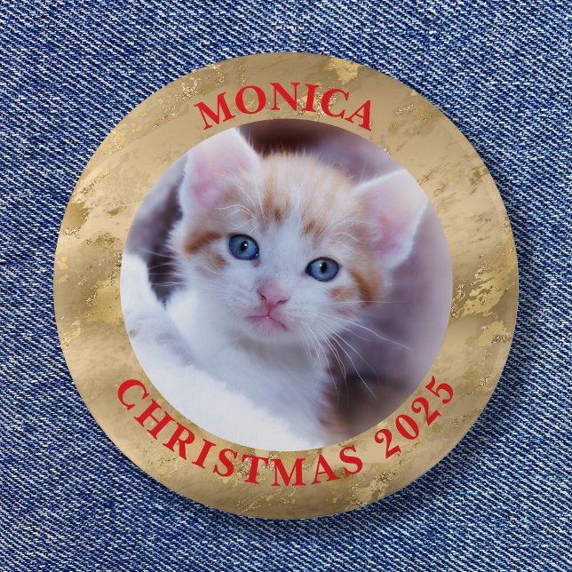 Family Photo Glam Gold Marble Border 6 Cm Round Badge (Family Photo Glam Gold Marble Border Button)
