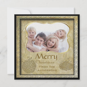 Family Photo Gold Metallic Christmas Holiday Cards