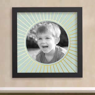 Family photo gold or silver sun frame sea green foil prints