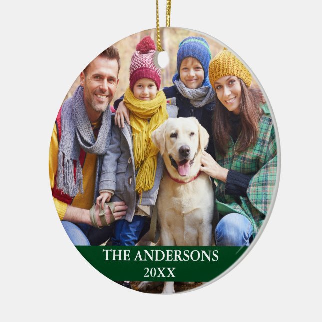 Family Photo Green Ceramic Tree Decoration (Left)