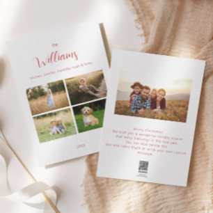 Family Photo Grid Elegant Script Holiday Card