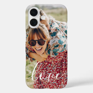 Family Photo Handwritten Love Typography iPhone 16 Case