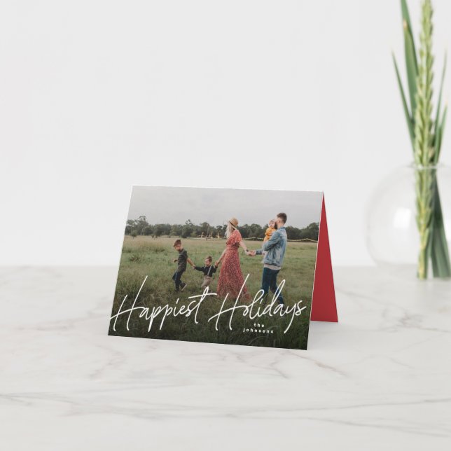 Family Photo Happiest Christmas Holiday Photo card (Front)