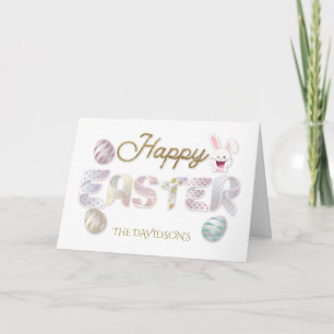Family Photo Happy Easter Colourful Typography Card