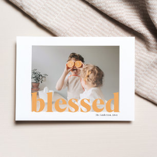 Family Photo Happy Thanksgiving Blessed Postcard