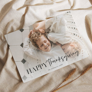 Family Photo Happy Thanksgiving Postcard