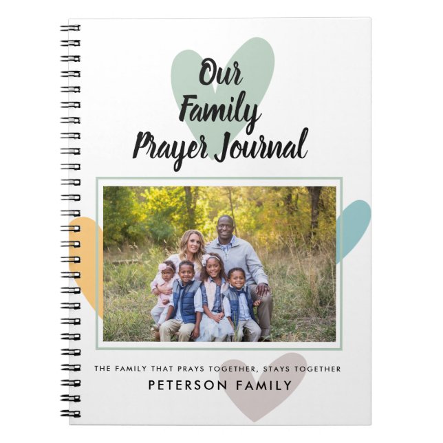 Family Photo Hearts Personalized Prayer Journal (Front)