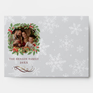Family Photo Holly Wreath Christmas  Envelope