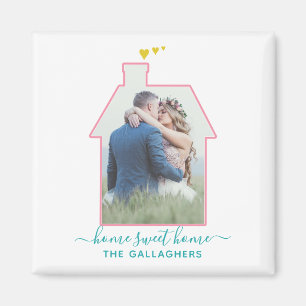 Family Photo House Shape Housewarming Wedding Cute Magnet