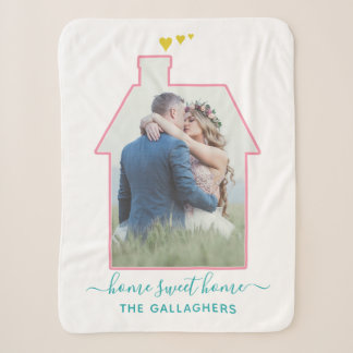 Family Photo House Shape Housewarming Wedding Cute Sherpa Blanket