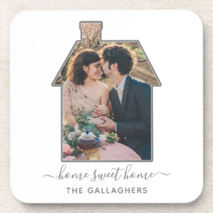 Family Photo House Shape Housewarming Wedding Gift Coaster
