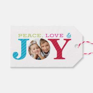 FAMILY PHOTO JOY simple bold modern colourful Gift Tags