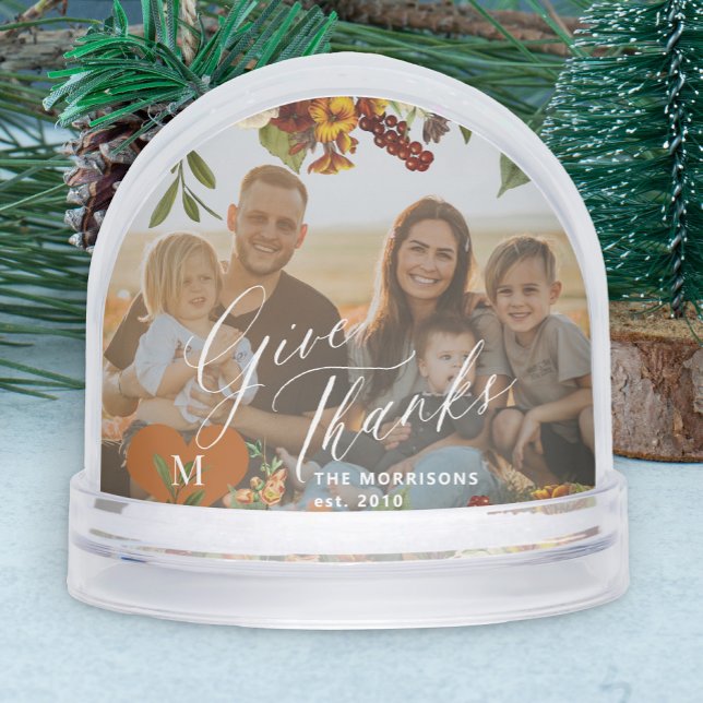 Family photo keepsake Thanksgiving fall decor Snowglobe (Creator Uploaded)